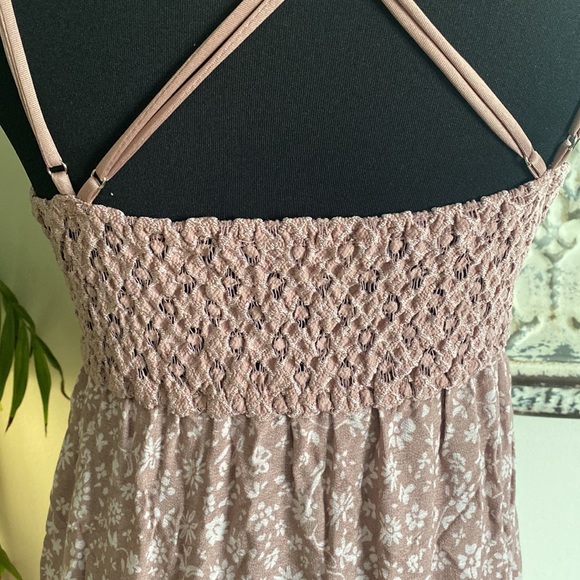 Dusty Rose Lace Floral Midi Dress Adjustable Spaghetti Straps - Picture 8 of 8
